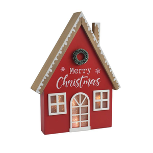 Customized Christmas House Solid Wood Tabletop Decoration