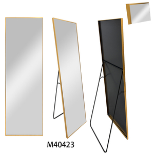 Gold Aluminum Alloy Full Length Arch Make Up Freestanding Dressing Mirror with Metal Stand for Home Living Bath Room Store