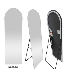 2025 Hot Sale Frameless Aluminum Alloy Full Length Arch Make Up Freestanding Dressing LED Mirror with Metal Stand for Home Living Bath Room Store