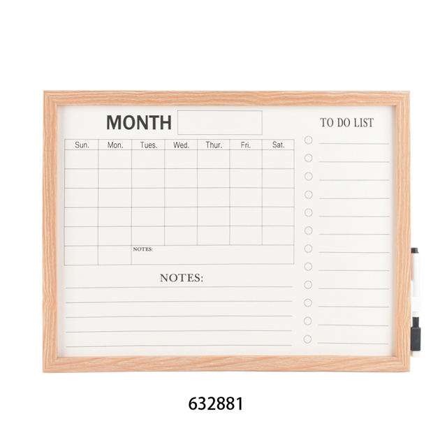 MDF Wood Frame Magnetic Dry Erase Wall Mounted Daily Message Board Whiteboard with Pen Erases Easily for Home Office & Classroom