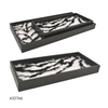  Multifunctional Rectangle Tabletop Black Wooden Decorative Set Tray with Leopard Print Velvet for Home Decoration