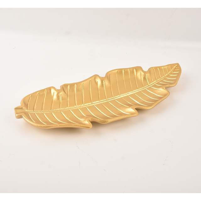 2025 New Arrival Solid Wood Gold Leaf Shape Tabletop Decor Organizer