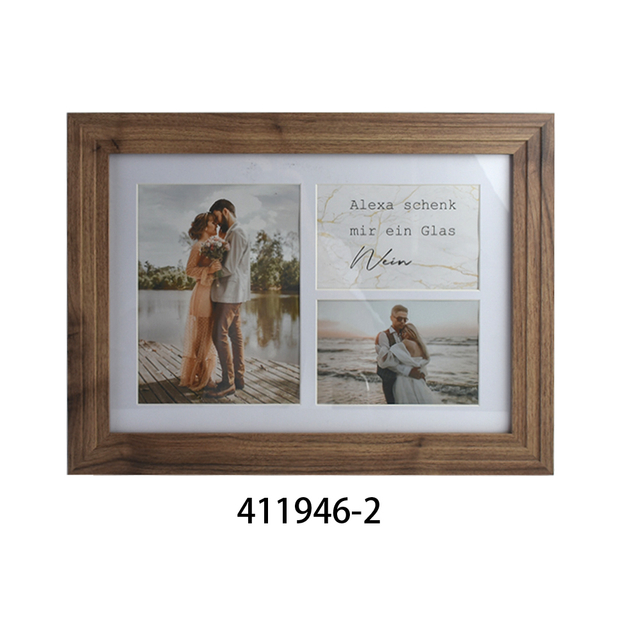 Rustic Brown MDF Wrapped Wood Collage Photo Frame Wall Hanging Picture Frames for Home Decor 