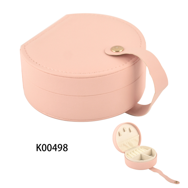 Factory Wholesale Half Round Cute Jewelry Box with PU Leather Handle Portable Travel Jewelry Storage Case