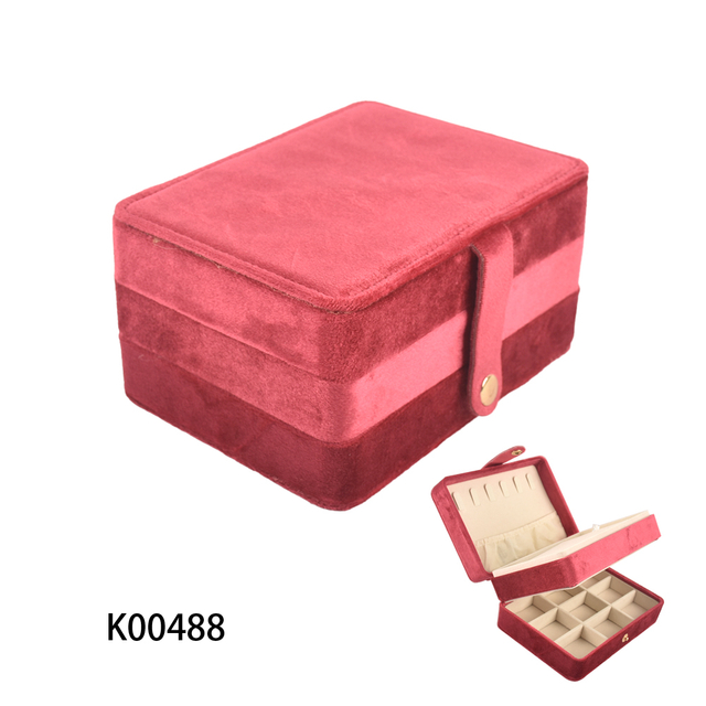 Wholesale Square Dark Blue Velvet Jewelry Box with Zipper and Mirror for Earings Rings and Necklace Storage