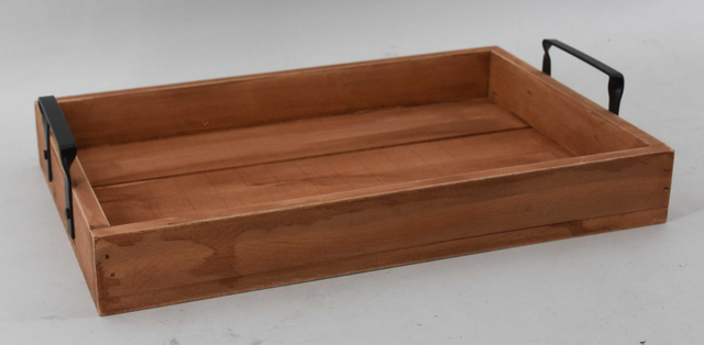 Wholesales Eco-Friendly Solid Wood Antique Tray with Handle Bar for Home Decoration