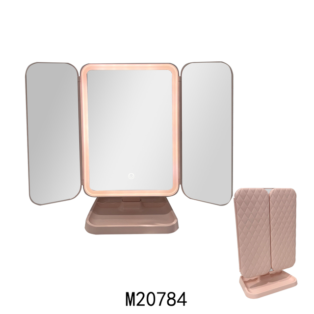 Hot Sale Injection Tri-fold LED Desk Top Make Up Living Bath Room Mirror for Home Decor