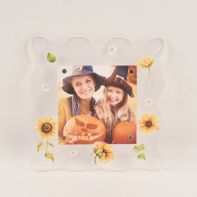 Versatile Clear Acrylic Frame – Holds Photos, Artwork or Polaroids, works as office decor or bedroom shelf accents 4x4 inch