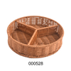 Multi-Functional Handwoven Round Plastic Rattan Fruit Tray with Divider for Household Snack Tea Candy Fruit Basket