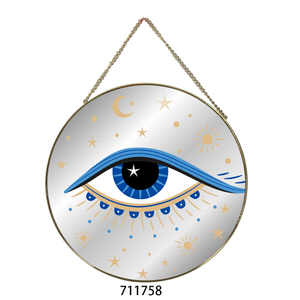 Gold Metal Wall Hanging Round UV Printing Picture Wall Craft with Mirror for Home Decor