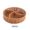 Multi-Functional Handwoven Round Plastic Rattan Fruit Tray with Divider for Household Snack Tea Candy Fruit Basket