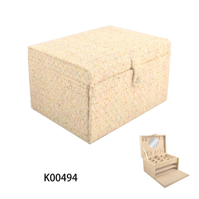 Wholesale Square Dark Blue Velvet Jewelry Box with Zipper and Mirror for Earings Rings and Necklace Storage