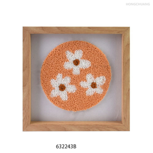 Customized Creative Canvas Wall Art Tufted Flower MDF Hanging Picture Frame for Home Decor
