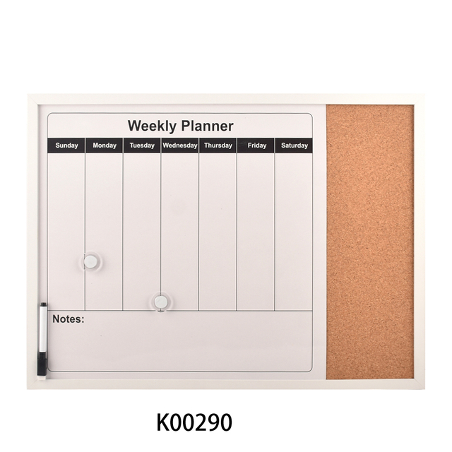 MDF Wood Frame Magnetic Dry Erase Wall Mounted Daily Message Board Whiteboard with Pen Erases Easily for Home Office & Classroom