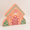 Customized Christmas House Solid Wood Tabletop Decoration
