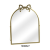 Gold Metal Wall Hanging Arch Make Up Living Bath Room Mirror with Bowknot for Home Decor