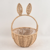 Modern Style Rattan Handwoven Easter Flower Basket Cute Rabbit Ears Shaped Handmade Storage Baskets