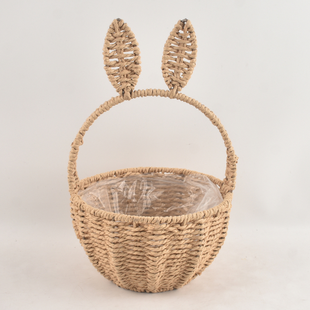 Modern Style Rattan Handwoven Easter Flower Basket Cute Rabbit Ears Shaped Handmade Storage Baskets