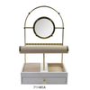 High Quality Reinforced Metal Frame Fabric Jewelry Stand with Mirror and Hangbar for Desktop Decor & Storage 
