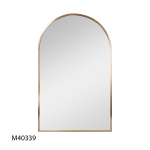 Gold Metal Wall Hanging Arch Make Up Living Bath Room Mirror with Bowknot for Home Decor