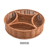Multi-Functional Handwoven Round Plastic Rattan Fruit Tray with Divider for Household Snack Tea Candy Fruit Basket