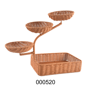Multi-layer Handwoven Natural Rattan Welcome Pine Dessert Fruit Basket Melon Seed Storage Bread Pastoral Style Basket Tray