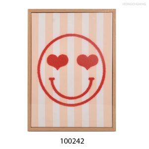 Modern Tufted Framed Smile Face Prints Customized Canvas Wall Hanging Picture Frame for Home & Office Decor