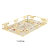 Gold Metal Rectangle Tray Decorative Vanity Tray with Mirror Bottom for Bathroom Dresser Decor