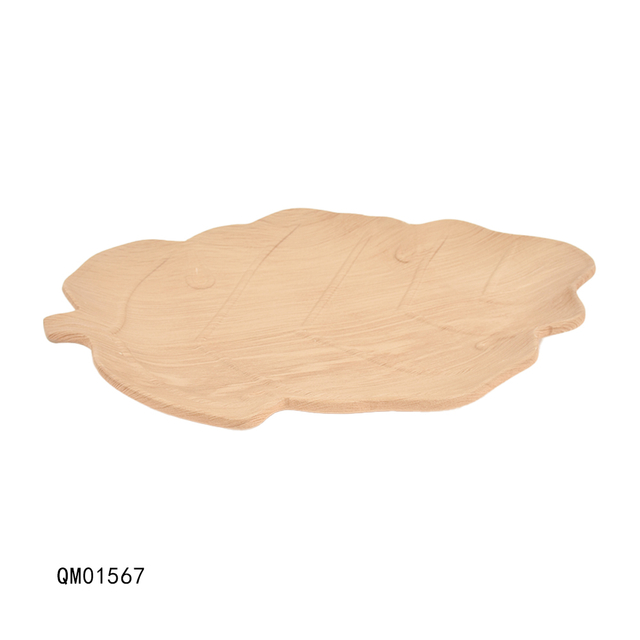 Customized Natural Leaf Shaped Tabletop Wooden Tray for Home Decoration