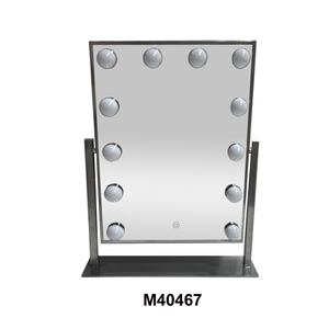 Hot Sale Black Aluminum Alloy Full Length Rectangle Make Up Freestanding Dressing LED Mirror with Metal Stand for Home Living Bath Room Store