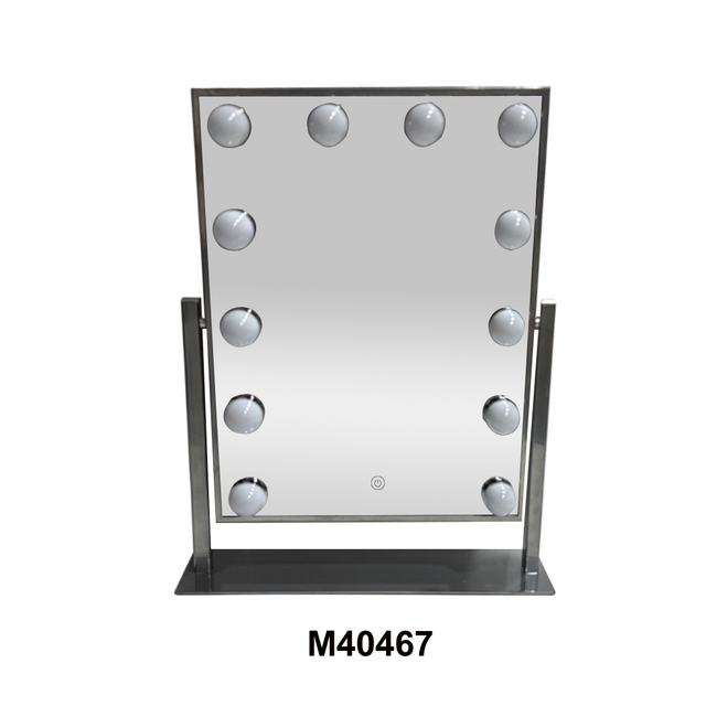 Hot Sale Black Aluminum Alloy Full Length Rectangle Make Up Freestanding Dressing LED Mirror with Metal Stand for Home Living Bath Room Store