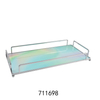 Modern Luxury Silver Plated Metal Glass Rectangle Tray with Rainbow Bottom for Home Decor