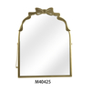 Gold Metal Wall Hanging Arch Make Up Living Bath Room Mirror with Bowknot for Home Decor