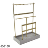 Luxury Metal Display Metal Hooks Jewelry Stand with Fabric Storage