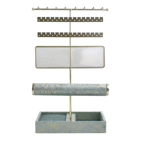 Luxury Metal Display Metal Hooks Jewelry Stand with Fabric Storage