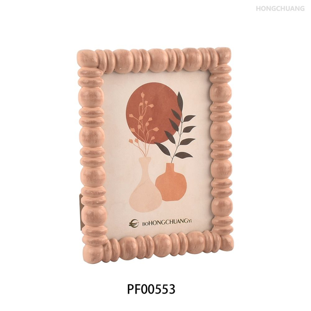 Eco-Friendly Natural Solid Wood Beaded Photo Frame Tabletop Wooden Picture Frames for Home Decor