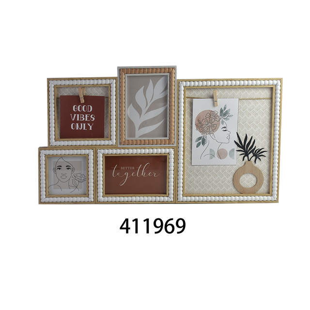 Rustic Brown MDF Wood Collage Photo Frame Wall Hanging Picture Frames for Home Decor 