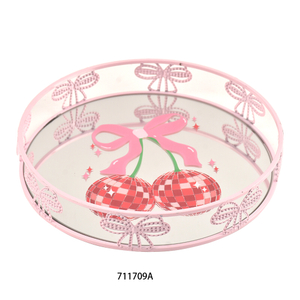 Gold Metal Rectangle Tray Decorative Vanity Tray with Mirror Bottom for Bathroom Dresser Decor