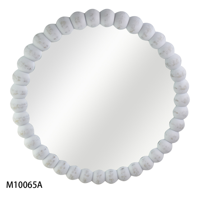 Oval Solid Wood Beaded Mirror for Home Decoration
