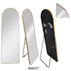 Gold Aluminum Alloy Full Length Arch Make Up Freestanding Dressing Mirror with Metal Stand for Home Living Bath Room Store