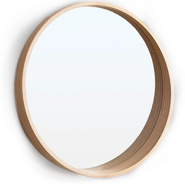 Wooden Wall Hanging Make Up Living Bath Room Mirror with Natural Wood Finishing for Home Decor