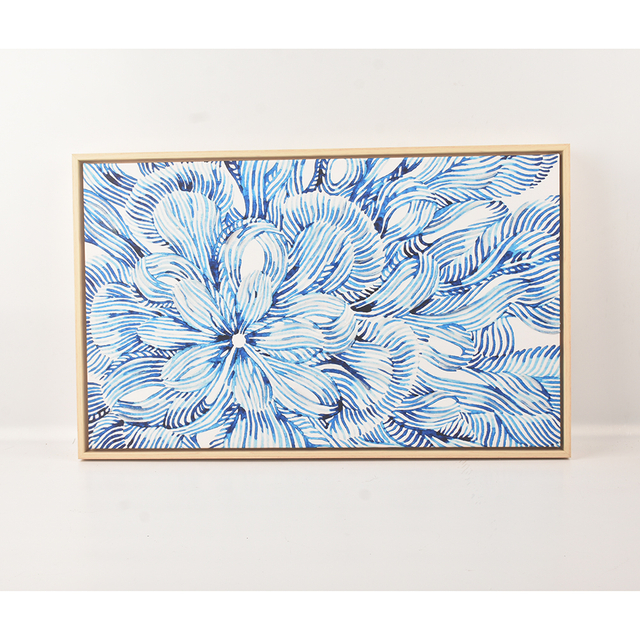 New Wholesale Handmade Modern 3D Abstract Blue Textured Painted Landscape Wall Hanging PS Frame Canvas Wall Art for Home Decor