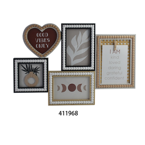 Rustic Brown MDF Wood Collage Photo Frame Wall Hanging Picture Frames for Home Decor 