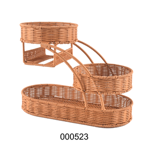 Multi-layer Handwoven Natural Rattan Welcome Pine Dessert Fruit Basket Melon Seed Storage Bread Pastoral Style Basket Tray