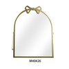 Gold Metal Wall Hanging Arch Make Up Living Bath Room Mirror with Bowknot for Home Decor
