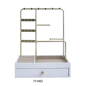 Luxury Metal Display Metal Hooks Jewelry Stand with Fabric Storage