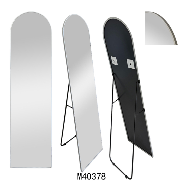 Gold Aluminum Alloy Full Length Arch Make Up Freestanding Dressing Mirror with Metal Stand for Home Living Bath Room Store