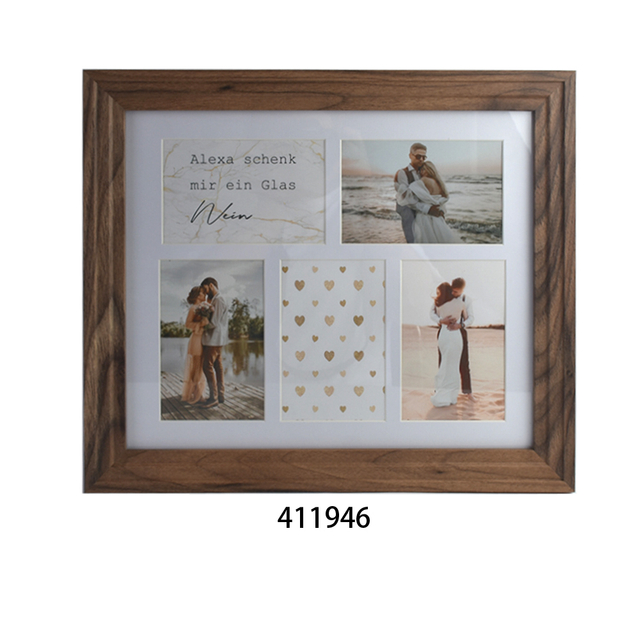 Rustic Brown MDF Wrapped Wood Collage Photo Frame Wall Hanging Picture Frames for Home Decor 