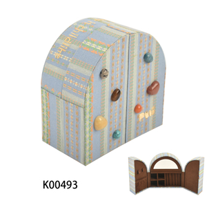 Wholesale Square Dark Blue Velvet Jewelry Box with Zipper and Mirror for Earings Rings and Necklace Storage